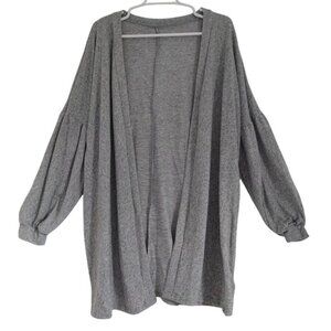 Cozy Womens Gray Open-Front Cardigan With Long Sleeves & Relaxed Fit, NWT